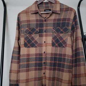 Brixton Flannel (Light Brown/Maroon/Navy) - L